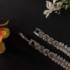 92.5 Sterling Silver Iced-Out Tennis Bracelet Watch