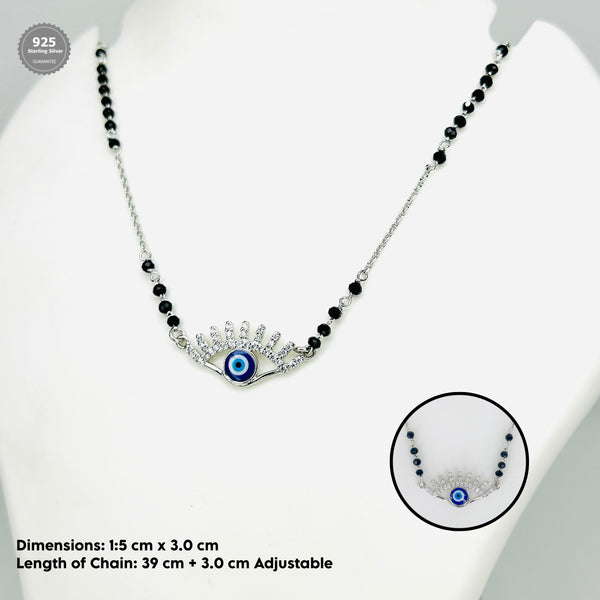 Silver Glimmer Evil Eye Mangalsutra