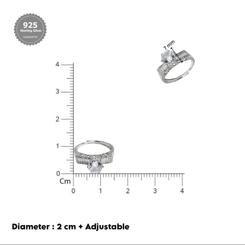 Sterling Silver Queen style  Solitaire Ring