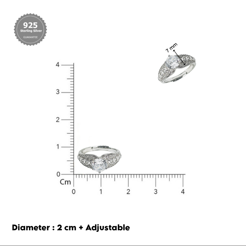 Sterling Silver designer Solitaire Ring