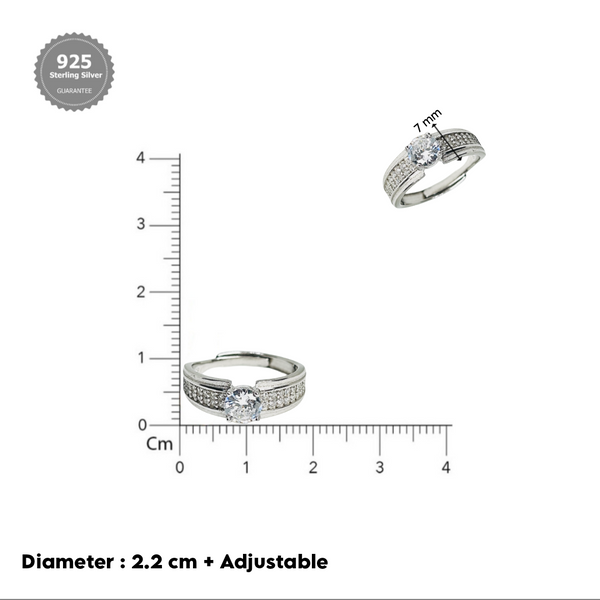 Sterling Silver Elegant  Solitaire Ring