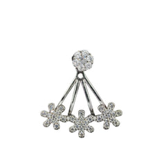 92.5 Sterling Silver Blooming Floral Ear Jacket Earrings