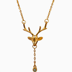 925 silver Gold-Plated Reindeer Antler Dainty Drop Necklace