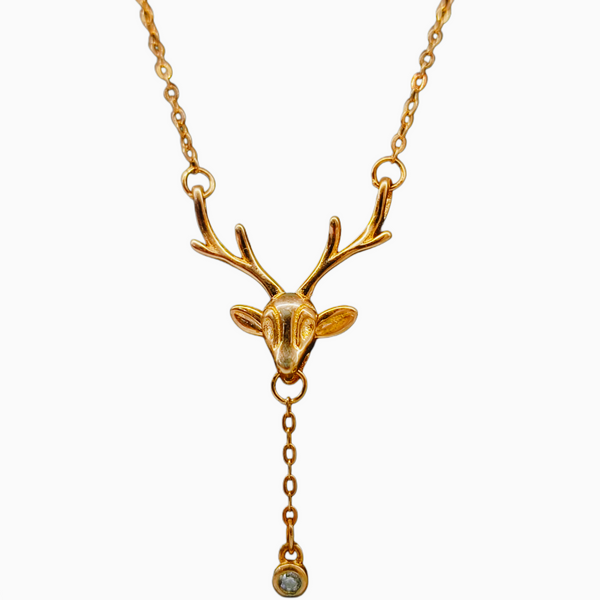 925 silver Gold-Plated Reindeer Antler Dainty Drop Necklace