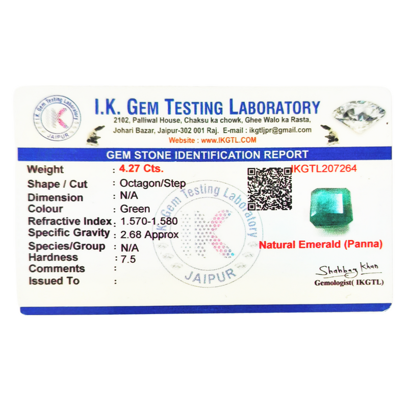 Natural Green Emerald Octagon Step-Cut Loose Gemstone