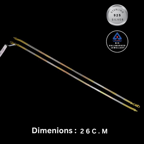 Rose Gold, Gold & Platinum Plated Designer 925 Silver Anklet