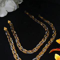 92.5 Sterling Silver Tri-Color Twisted Anklet