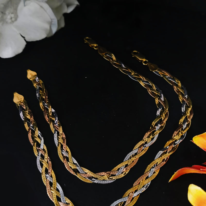 92.5 Sterling Silver Tri-Color Twisted Anklet