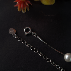 92.5 Sterling Silver Triple Line Pearl Bracele
