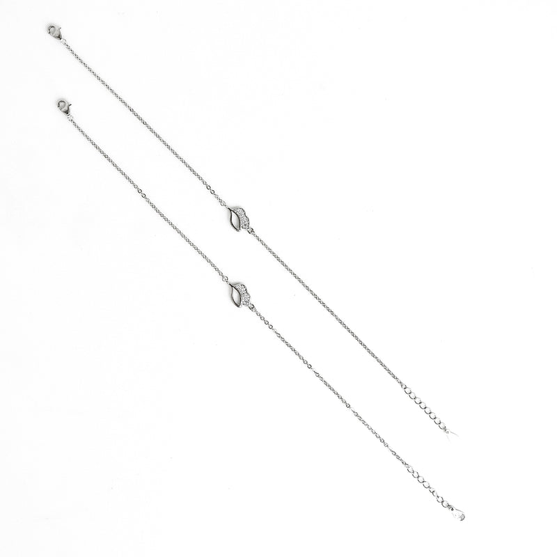 Sterling Silver Delicate Leaf Anklet