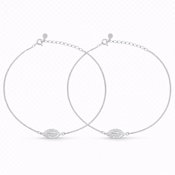 Sterling Silver Delicate Leaf Anklet