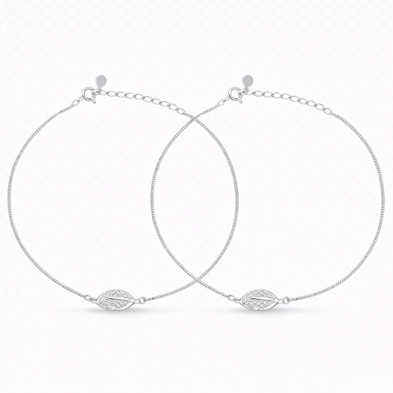 Sterling Silver Delicate Leaf Anklet