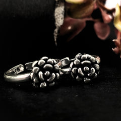 92.5 Sterling Silver Oxidized Rose Bloom Toe Rings (Bichhiya)