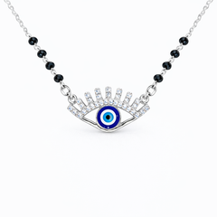 Silver Glimmer Evil Eye Mangalsutra