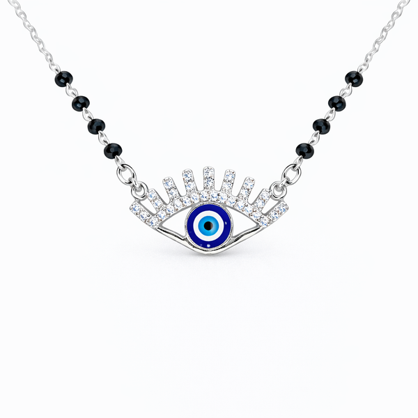 Silver Glimmer Evil Eye Mangalsutra