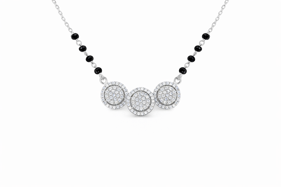 SilverTriple shine Solitaire Mangalsutra