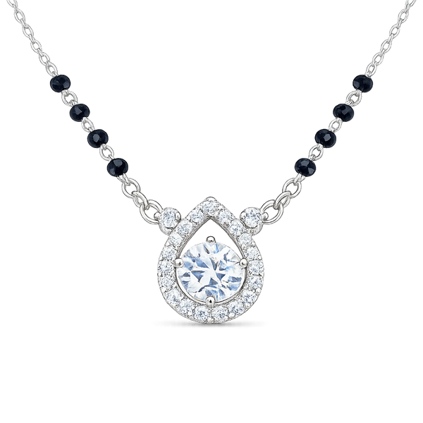 Silver solitaire water drop Mangalsutra