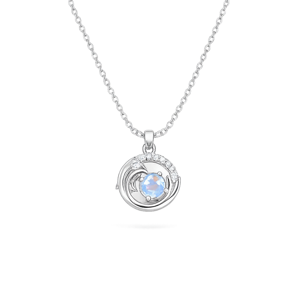 Silver Dolphin & Water Drop Pendant Necklace Chain Pendant