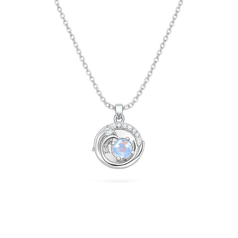 Silver Dolphin & Water Drop Pendant Necklace Chain Pendant