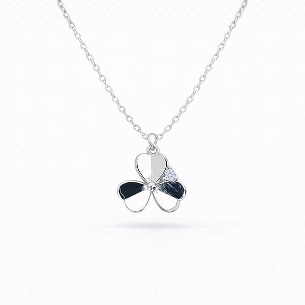 Silver Triple Heart Flower Chain Pendant Necklace