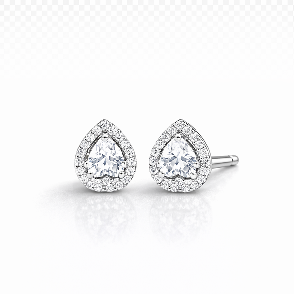 Silver CZ Stone With heart Solitaire Topz