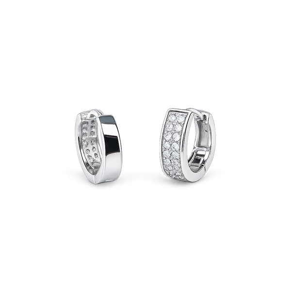 Silver CZ Stone Double Line Solitaire Earring