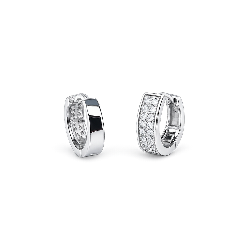 Silver CZ Stone Double Line Solitaire Earring