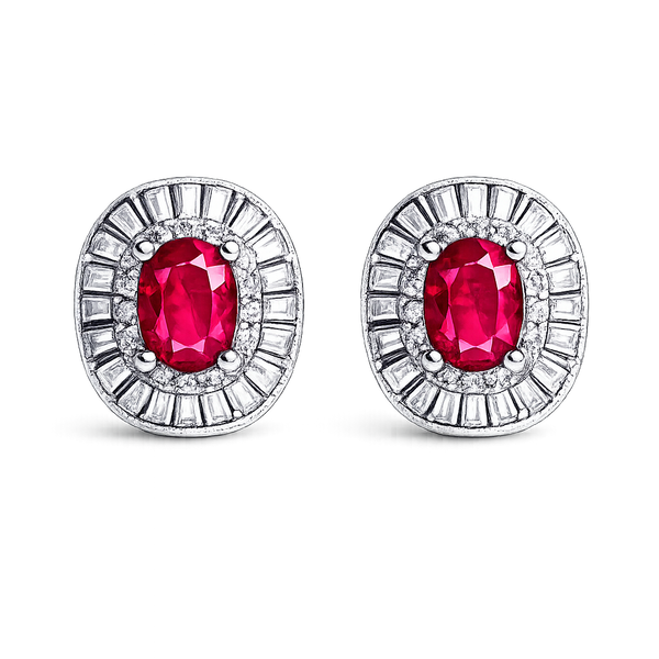 Silver CZ Stone With Ruby Solitaire Top
